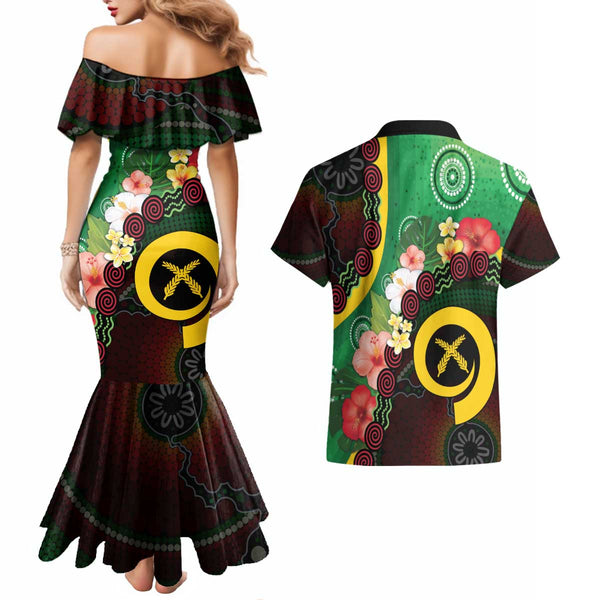 Vanuatu Christmas Family Matching Mermaid Dress and Hawaiian Shirt Pig Tusk Beautiful Merry Xmas Snowflake LT03