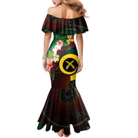 Long God Yumi Stanap Vanuatu Family Matching Mermaid Dress and Hawaiian Shirt Tropical Flowers Aboriginal Pattern