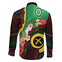 Long God Yumi Stanap Vanuatu Family Matching Off The Shoulder Long Sleeve Dress and Hawaiian Shirt Tropical Flowers Aboriginal Pattern