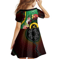 Long God Yumi Stanap Vanuatu Family Matching Off Shoulder Maxi Dress and Hawaiian Shirt Tropical Flowers Aboriginal Pattern LT14 - Polynesian Pride