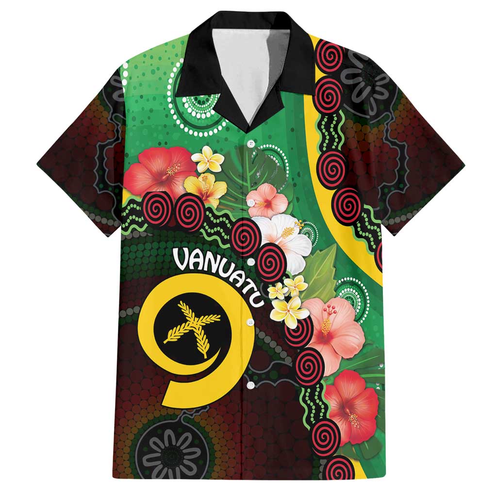 Long God Yumi Stanap Vanuatu Family Matching Puletasi and Hawaiian Shirt Tropical Flowers Aboriginal Pattern