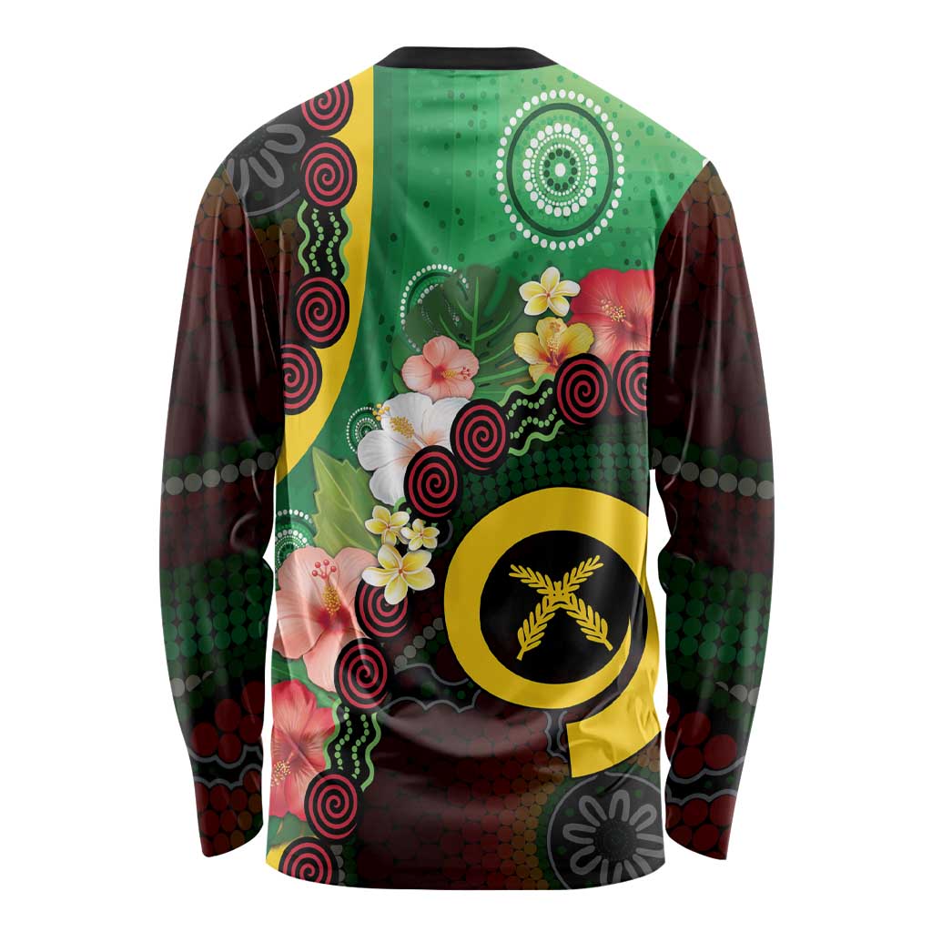 Long God Yumi Stanap Vanuatu Long Sleeve Shirt Tropical Flowers Aboriginal Pattern