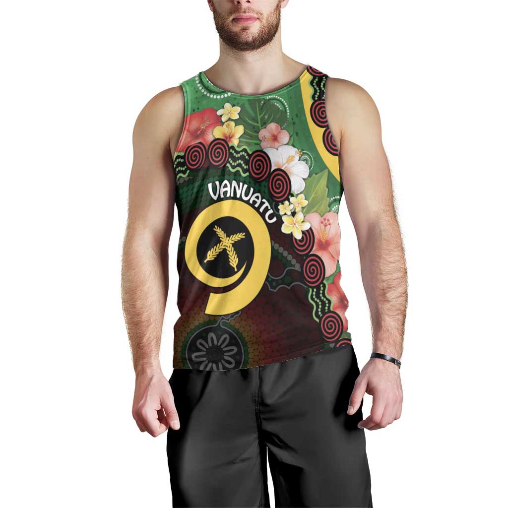 Long God Yumi Stanap Vanuatu Men Tank Top Tropical Flowers Aboriginal Pattern