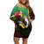 Long God Yumi Stanap Vanuatu Off Shoulder Short Dress Tropical Flowers Aboriginal Pattern