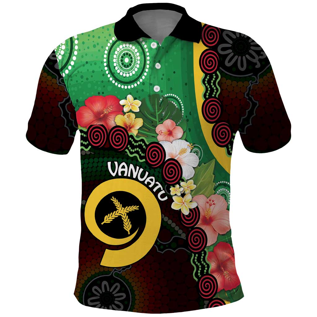 Long God Yumi Stanap Vanuatu Polo Shirt Tropical Flowers Aboriginal Pattern