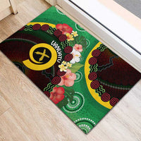 Long God Yumi Stanap Vanuatu Rubber Doormat Tropical Flowers Aboriginal Pattern