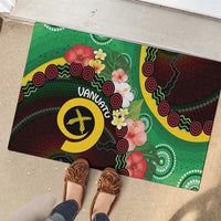 Long God Yumi Stanap Vanuatu Rubber Doormat Tropical Flowers Aboriginal Pattern