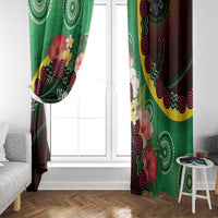 Long God Yumi Stanap Vanuatu Window Curtain Tropical Flowers Aboriginal Pattern