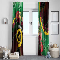 Long God Yumi Stanap Vanuatu Window Curtain Tropical Flowers Aboriginal Pattern