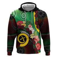 Long God Yumi Stanap Vanuatu Zip Hoodie Tropical Flowers Aboriginal Pattern