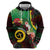 Long God Yumi Stanap Vanuatu Zip Hoodie Tropical Flowers Aboriginal Pattern