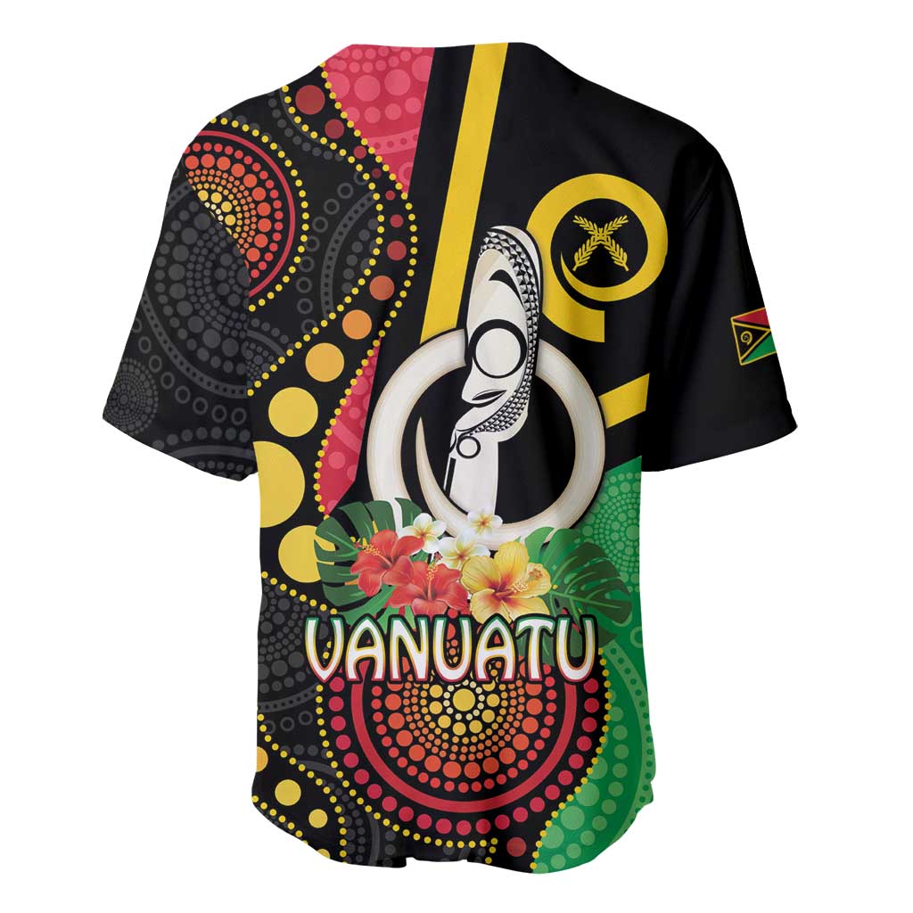 Tamtam Drum Vanuatu Baseball Jersey Boar Tusk Aboriginal Flag Style
