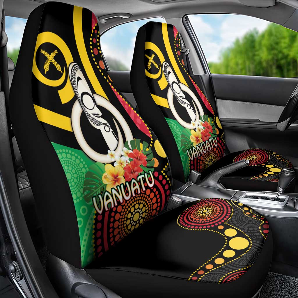 Tamtam Drum Vanuatu Car Seat Cover Boar Tusk Aboriginal Flag Style