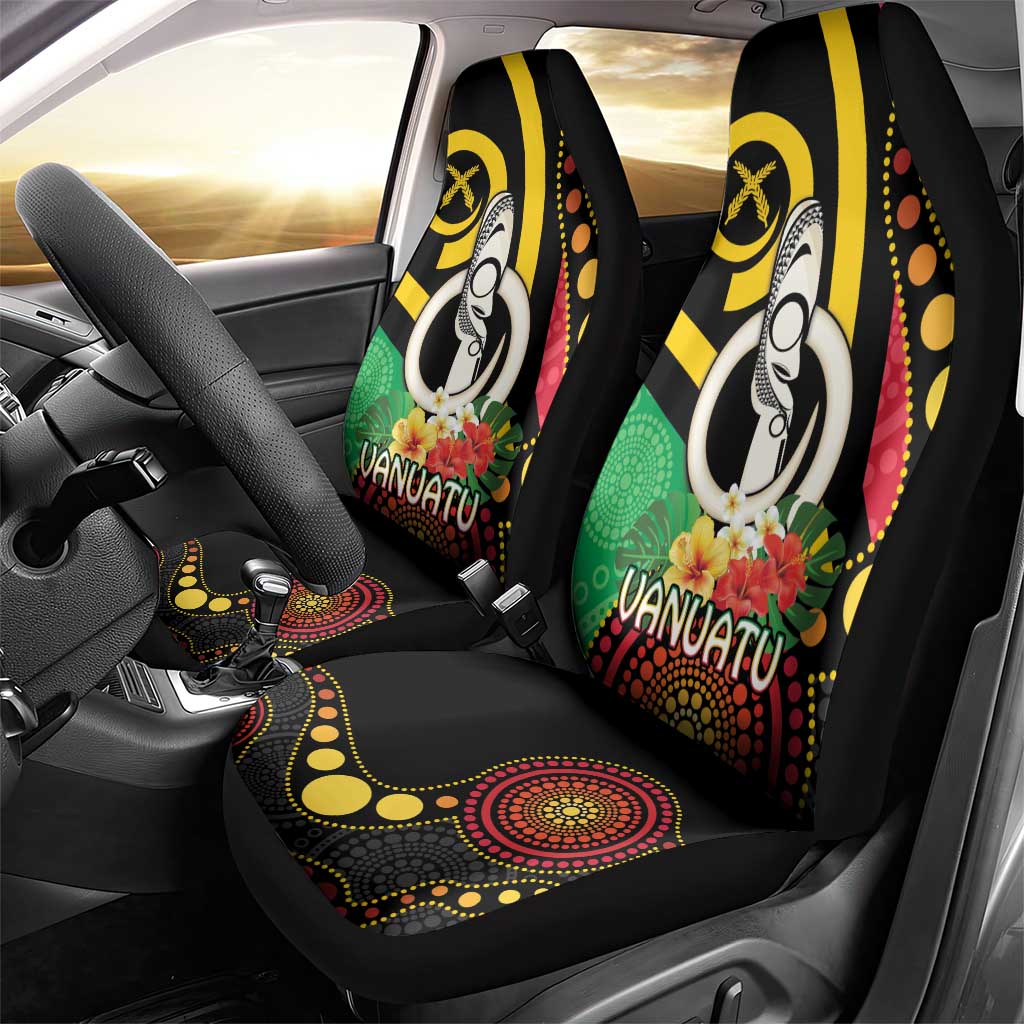 Tamtam Drum Vanuatu Car Seat Cover Boar Tusk Aboriginal Flag Style