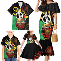 Tamtam Drum Vanuatu Family Matching Mermaid Dress and Hawaiian Shirt Boar Tusk Aboriginal Flag Style