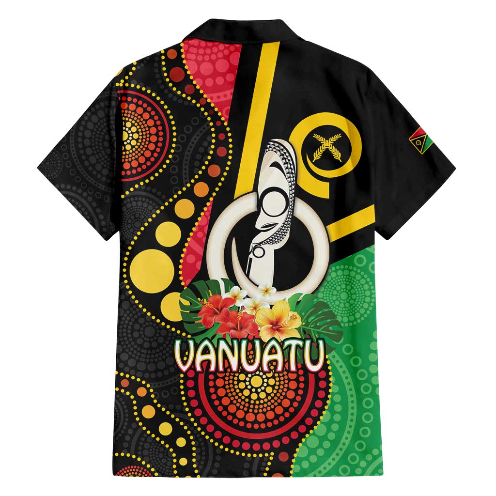Tamtam Drum Vanuatu Family Matching Off Shoulder Maxi Dress and Hawaiian Shirt Boar Tusk Aboriginal Flag Style
