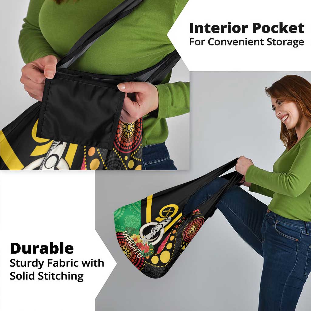 Tamtam Drum Vanuatu Grocery Bag Boar Tusk Aboriginal Flag Style