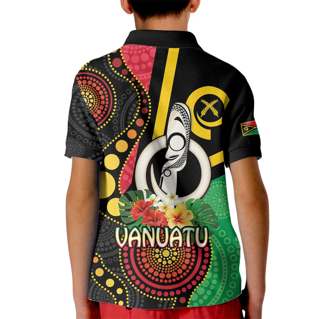 Tamtam Drum Vanuatu Kid Polo Shirt Boar Tusk Aboriginal Flag Style