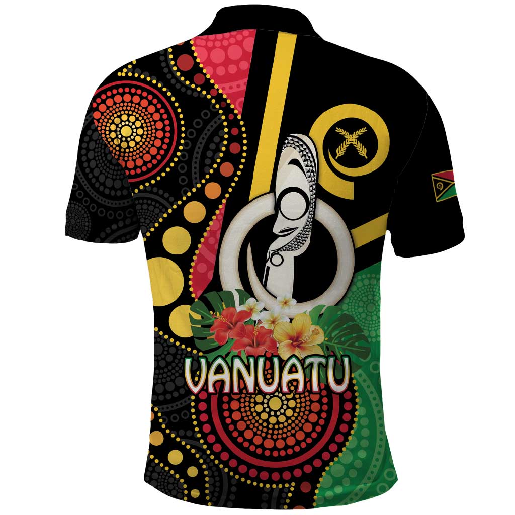 Tamtam Drum Vanuatu Polo Shirt Boar Tusk Aboriginal Flag Style