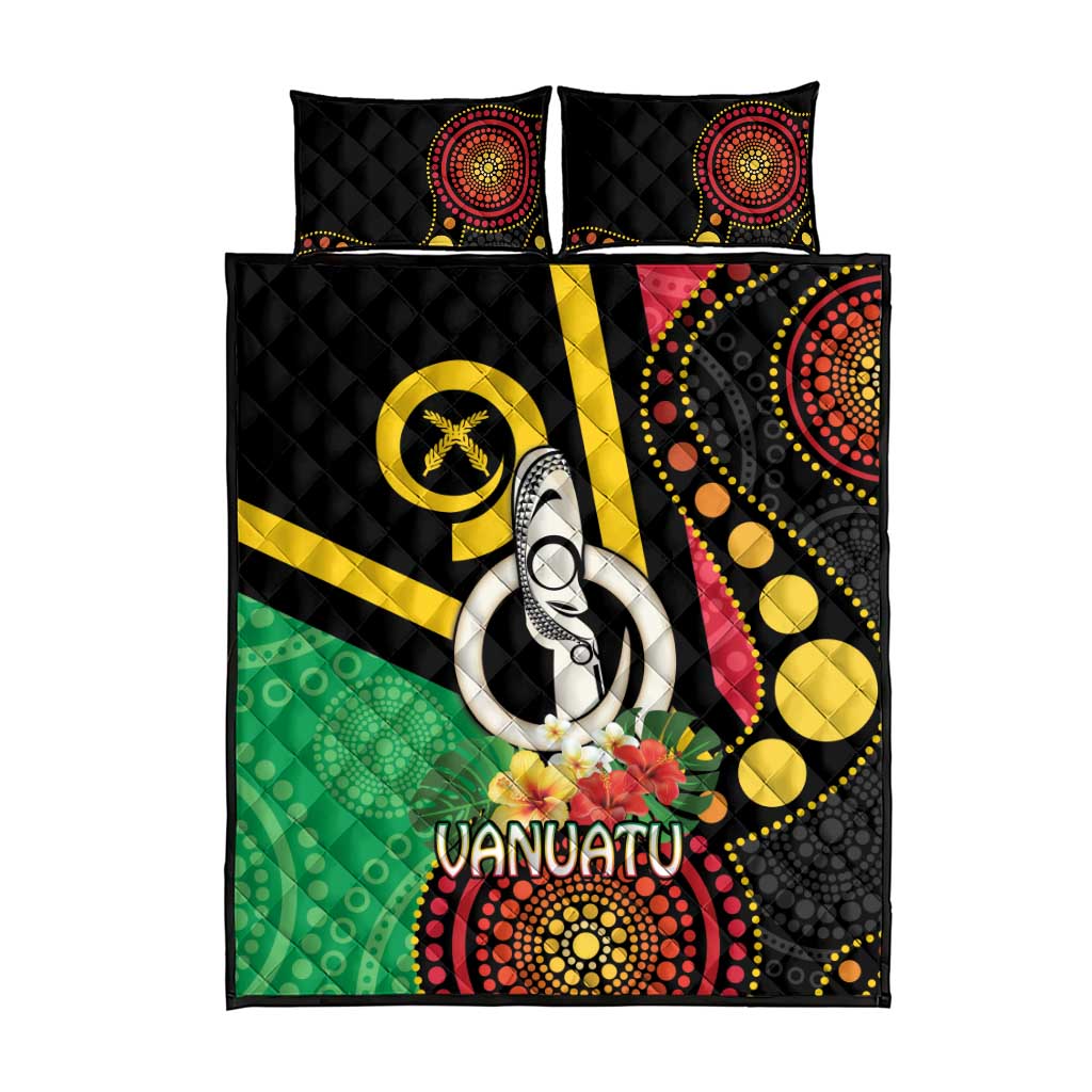 Tamtam Drum Vanuatu Quilt Bed Set Boar Tusk Aboriginal Flag Style