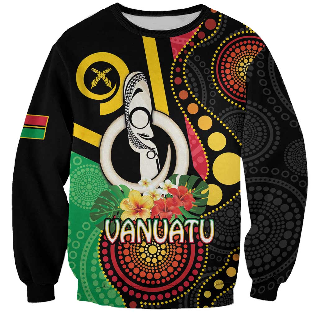 Tamtam Drum Vanuatu Sweatshirt Boar Tusk Aboriginal Flag Style