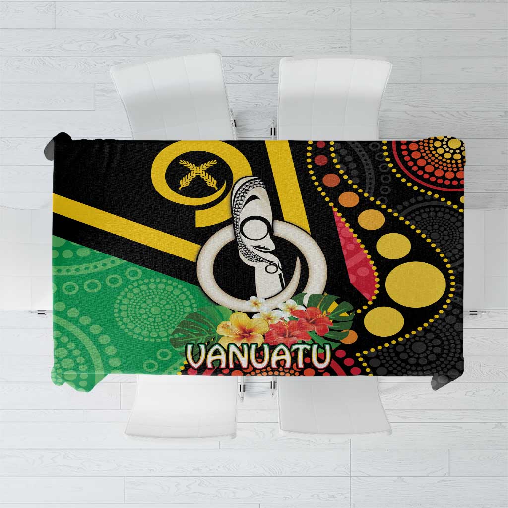 Tamtam Drum Vanuatu Tablecloth Boar Tusk Aboriginal Flag Style
