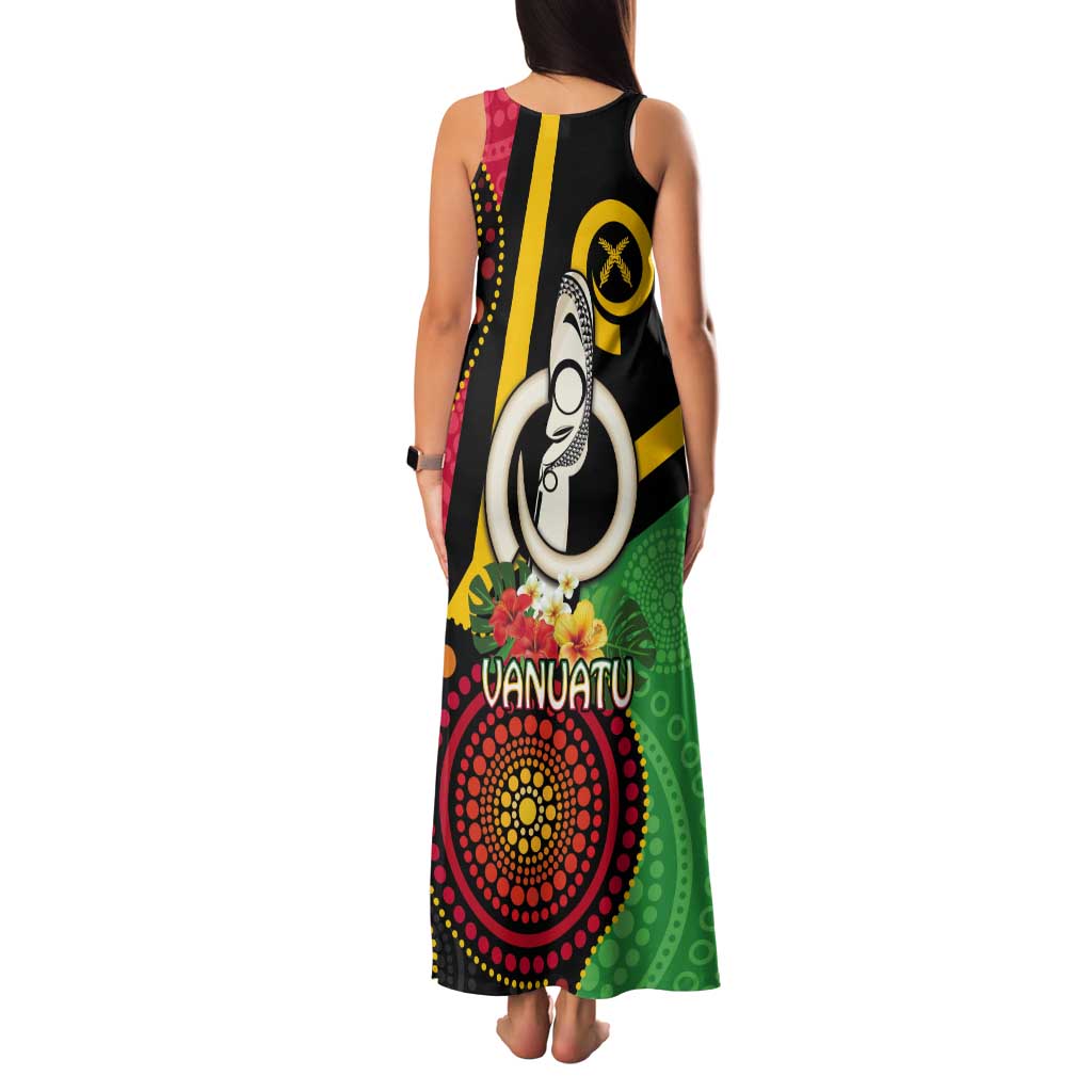 Tamtam Drum Vanuatu Tank Maxi Dress Boar Tusk Aboriginal Flag Style