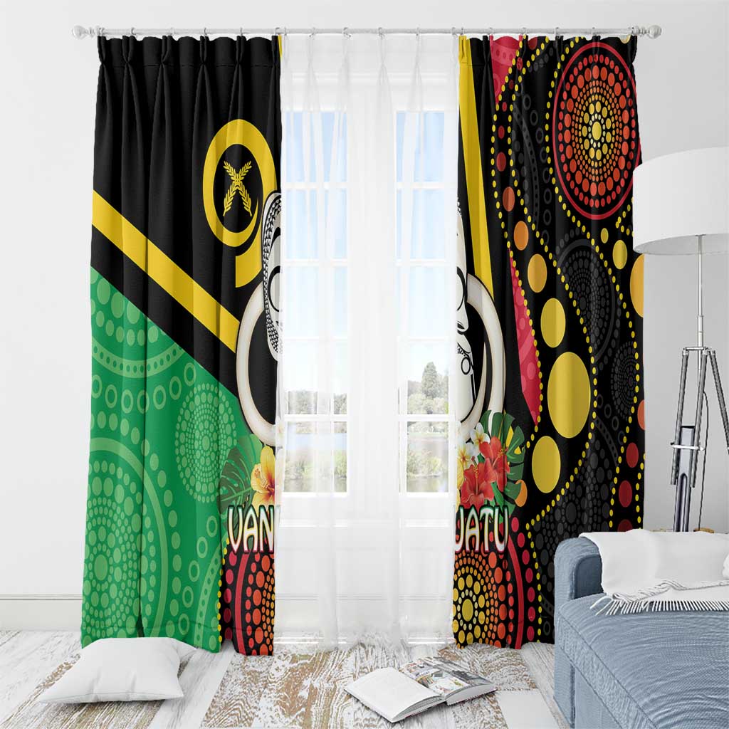 Tamtam Drum Vanuatu Window Curtain Boar Tusk Aboriginal Flag Style