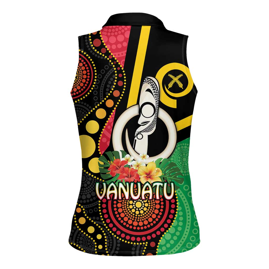 Tamtam Drum Vanuatu Women Sleeveless Polo Shirt Boar Tusk Aboriginal Flag Style