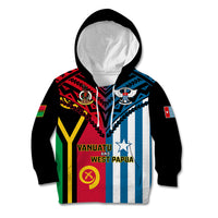 Vanuatu And West Papua Kid Hoodie Coat Of Arms Mix Flag Style LT14 Hoodie Black - Polynesian Pride