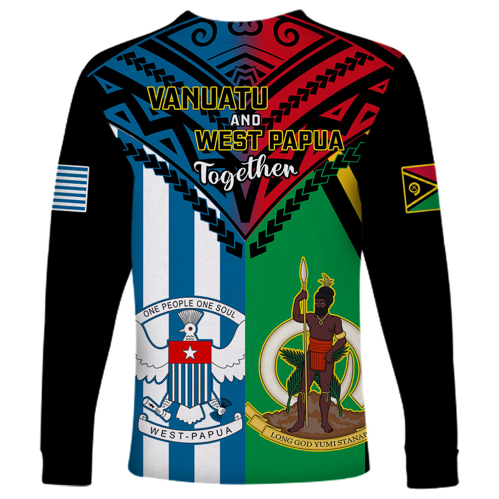 Vanuatu And West Papua Long Sleeve Shirt Coat Of Arms Mix Flag Style LT14 - Polynesian Pride