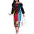 Vanuatu And West Papua Off The Shoulder Long Sleeve Dress Coat Of Arms Mix Flag Style LT14 Women Black - Polynesian Pride