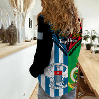 Vanuatu And West Papua Women Casual Shirt Coat Of Arms Mix Flag Style LT14 - Polynesian Pride