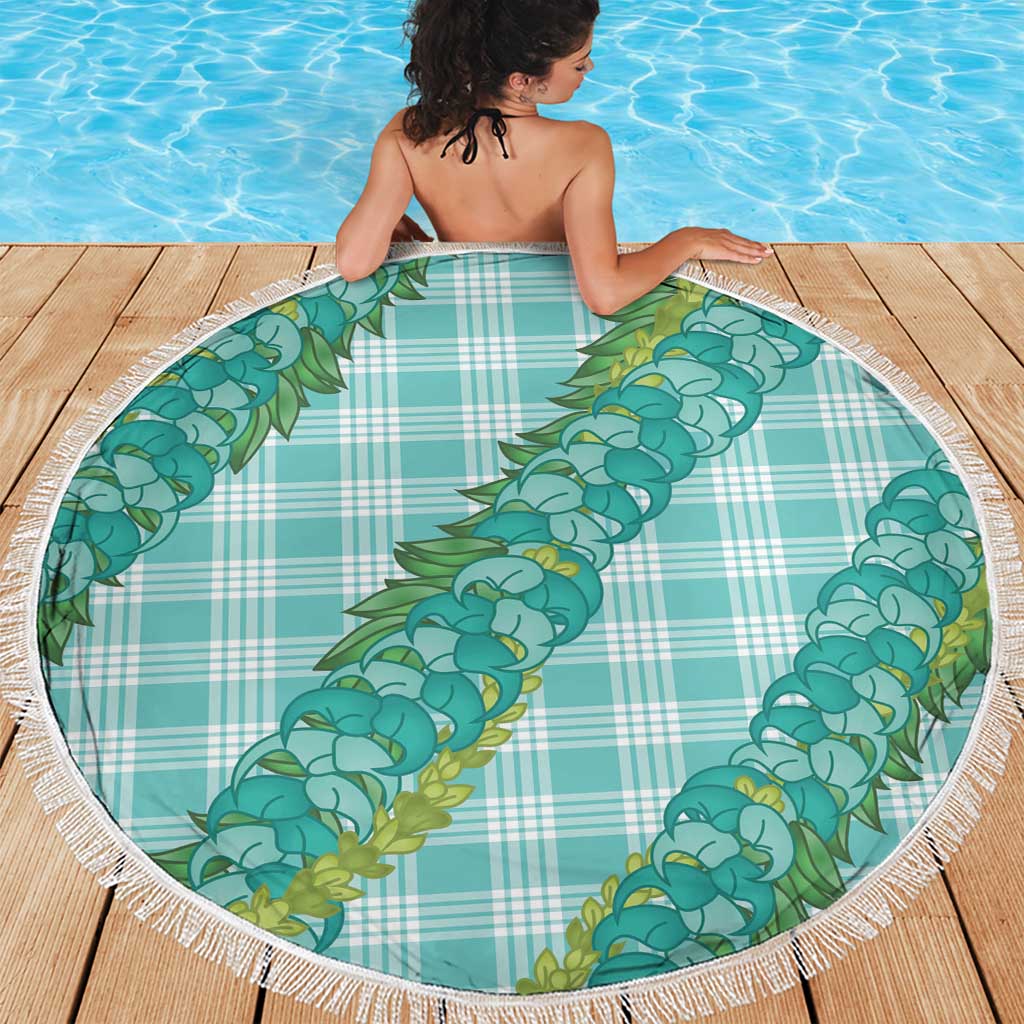 Hawaii Jade Vine Lei Beach Blanket Aloha Palaka Motif - Turquoise - Polynesian Pride