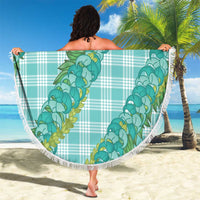Hawaii Jade Vine Lei Beach Blanket Aloha Palaka Motif - Turquoise - Polynesian Pride
