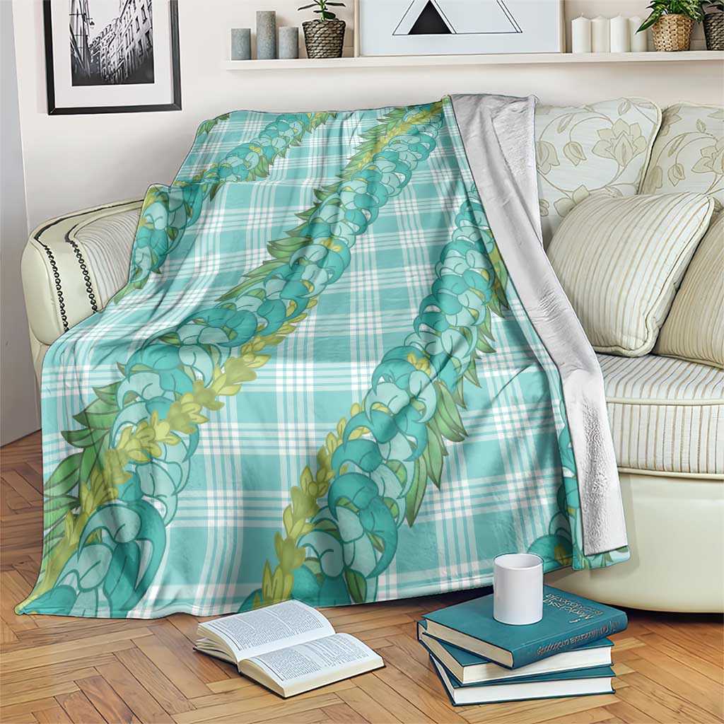 Hawaii Jade Vine Lei Blanket Aloha Palaka Motif - Turquoise - Polynesian Pride