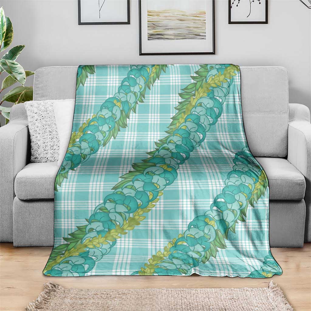 Hawaii Jade Vine Lei Blanket Aloha Palaka Motif - Turquoise - Polynesian Pride