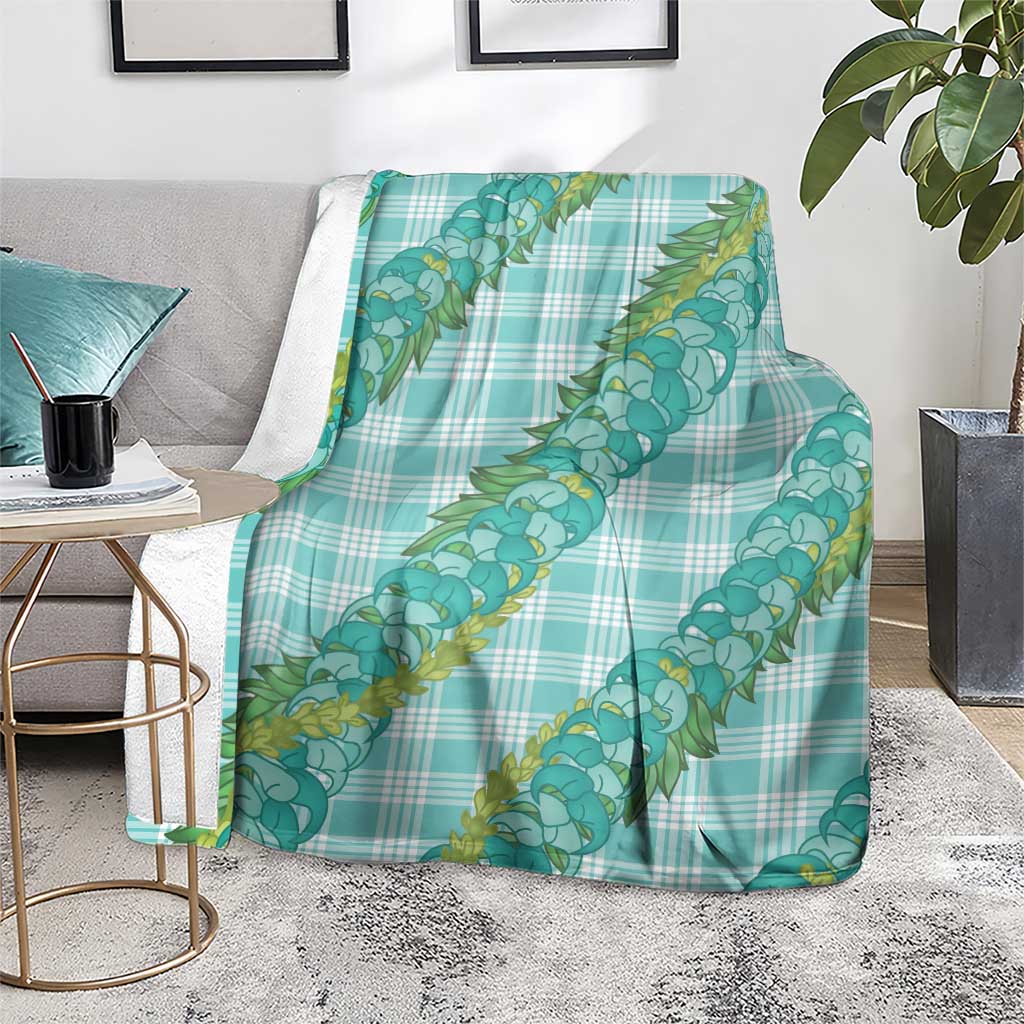 Hawaii Jade Vine Lei Blanket Aloha Palaka Motif - Turquoise - Polynesian Pride
