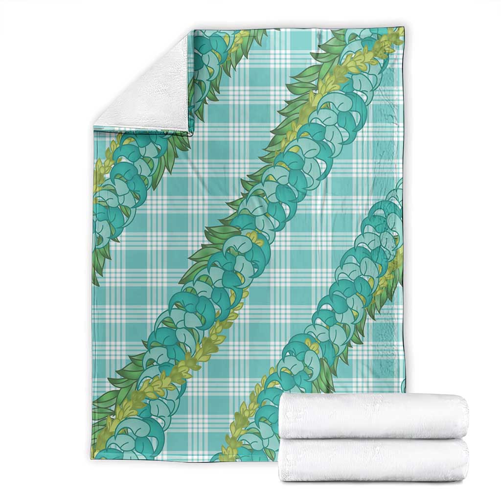 Hawaii Jade Vine Lei Blanket Aloha Palaka Motif - Turquoise - Polynesian Pride