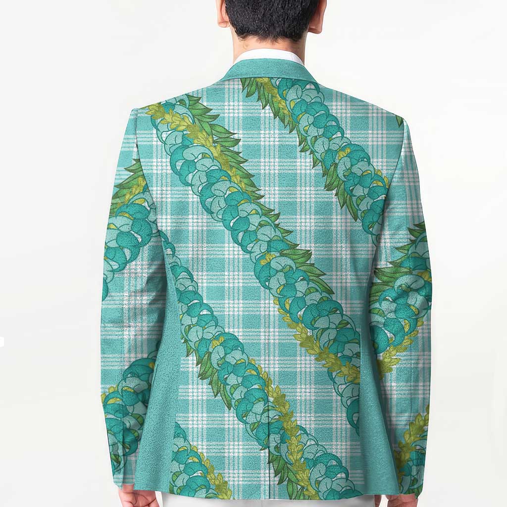 Hawaii Jade Vine Lei Blazer Aloha Palaka Motif - Turquoise - Polynesian Pride