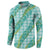 Hawaii Jade Vine Lei Button Sweatshirt Aloha Palaka Motif - Turquoise - Polynesian Pride
