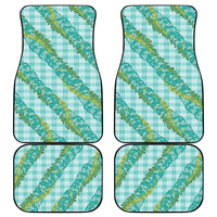 Hawaii Jade Vine Lei Car Mats Aloha Palaka Motif - Turquoise - Polynesian Pride