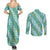 Hawaii Jade Vine Lei Couples Matching Summer Maxi Dress and Long Sleeve Button Shirt Aloha Palaka Motif - Turquoise - Polynesian Pride