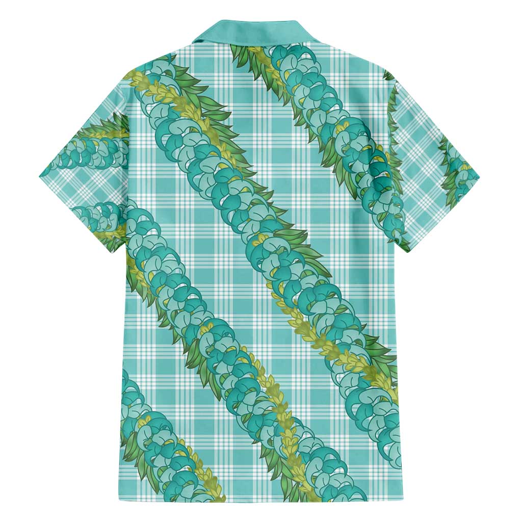 Hawaii Jade Vine Lei Family Matching Long Sleeve Bodycon Dress and Hawaiian Shirt Aloha Palaka Motif - Turquoise - Polynesian Pride