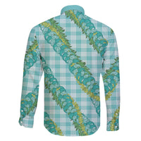Hawaii Jade Vine Lei Family Matching Off The Shoulder Long Sleeve Dress and Hawaiian Shirt Aloha Palaka Motif - Turquoise - Polynesian Pride
