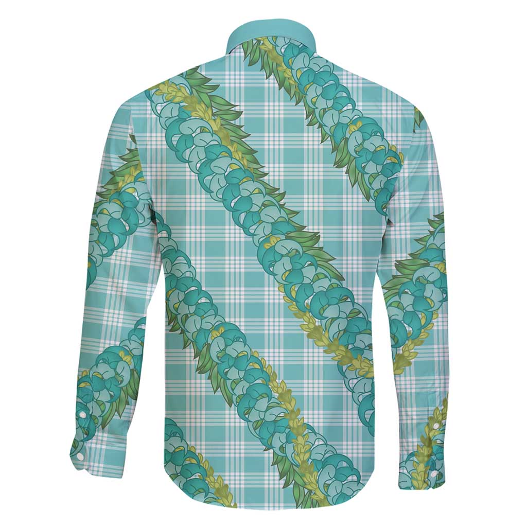 Hawaii Jade Vine Lei Family Matching Puletasi and Hawaiian Shirt Aloha Palaka Motif - Turquoise LT14 - Polynesian Pride