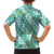 Hawaii Jade Vine Lei Family Matching Summer Maxi Dress and Hawaiian Shirt Aloha Palaka Motif - Turquoise - Polynesian Pride