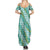 Hawaii Jade Vine Lei Family Matching Summer Maxi Dress and Hawaiian Shirt Aloha Palaka Motif - Turquoise - Polynesian Pride