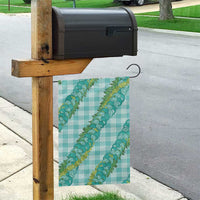 Hawaii Jade Vine Lei Garden Flag Aloha Palaka Motif - Turquoise - Polynesian Pride