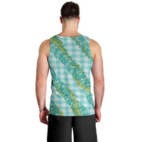 Hawaii Jade Vine Lei Men Tank Top Aloha Palaka Motif - Turquoise - Polynesian Pride